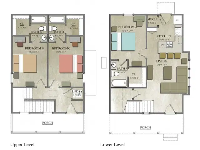 Capstone Cottages of Lubbock, Lubbock – 3 Bedroom - 3 Bathroom Coupled Cottage