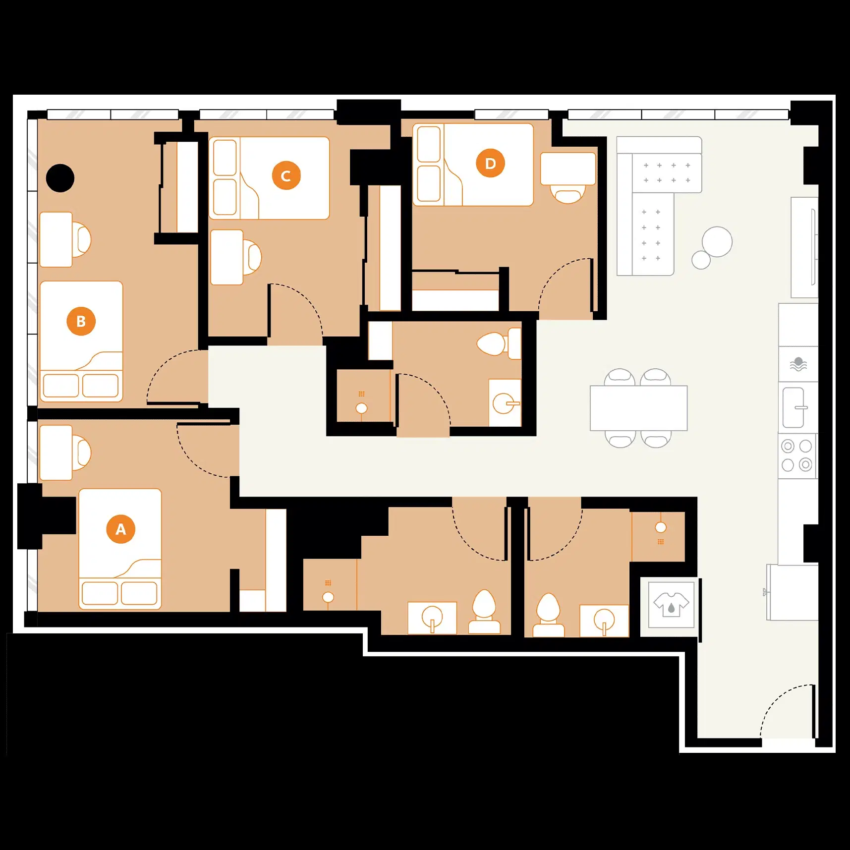 Hub on Campus, Champaign – 4 Bed 3 Bath