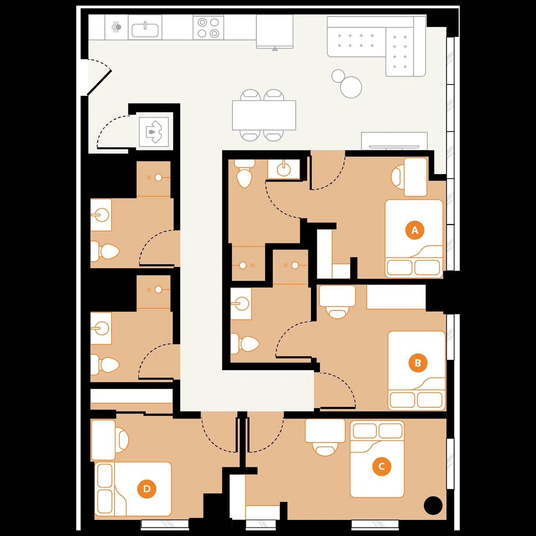 Hub on Campus, Champaign – 4 Bed 4 Bath
