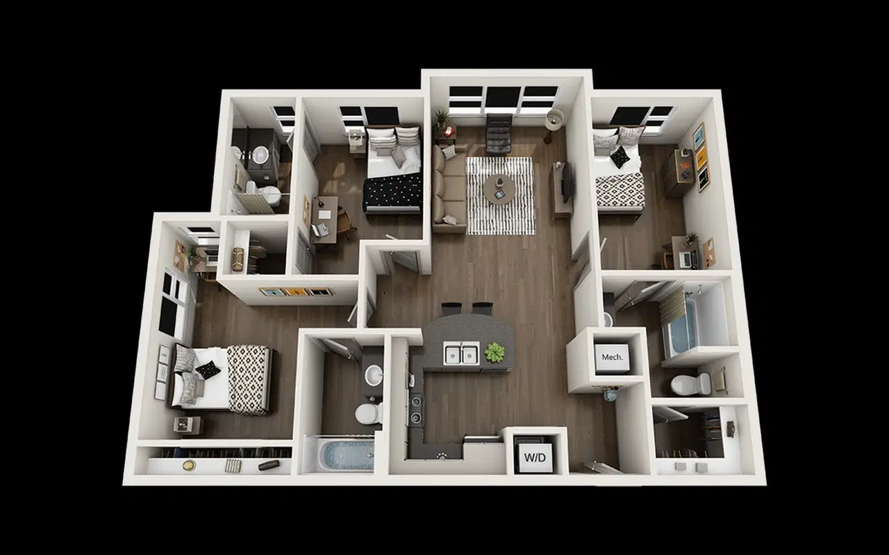 Proximity At 10th, Greenville – Private Room - Meridian (3 Bed - 3 Bath)