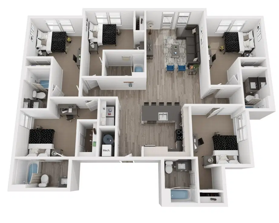 The Metropolitan Gainesville, Gainesville – Room in 5 Bedroom 5 Bathroom | E1