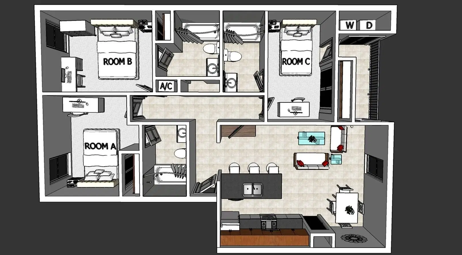 College Town @ USF, Tampa – 3 Bed 3 Bath