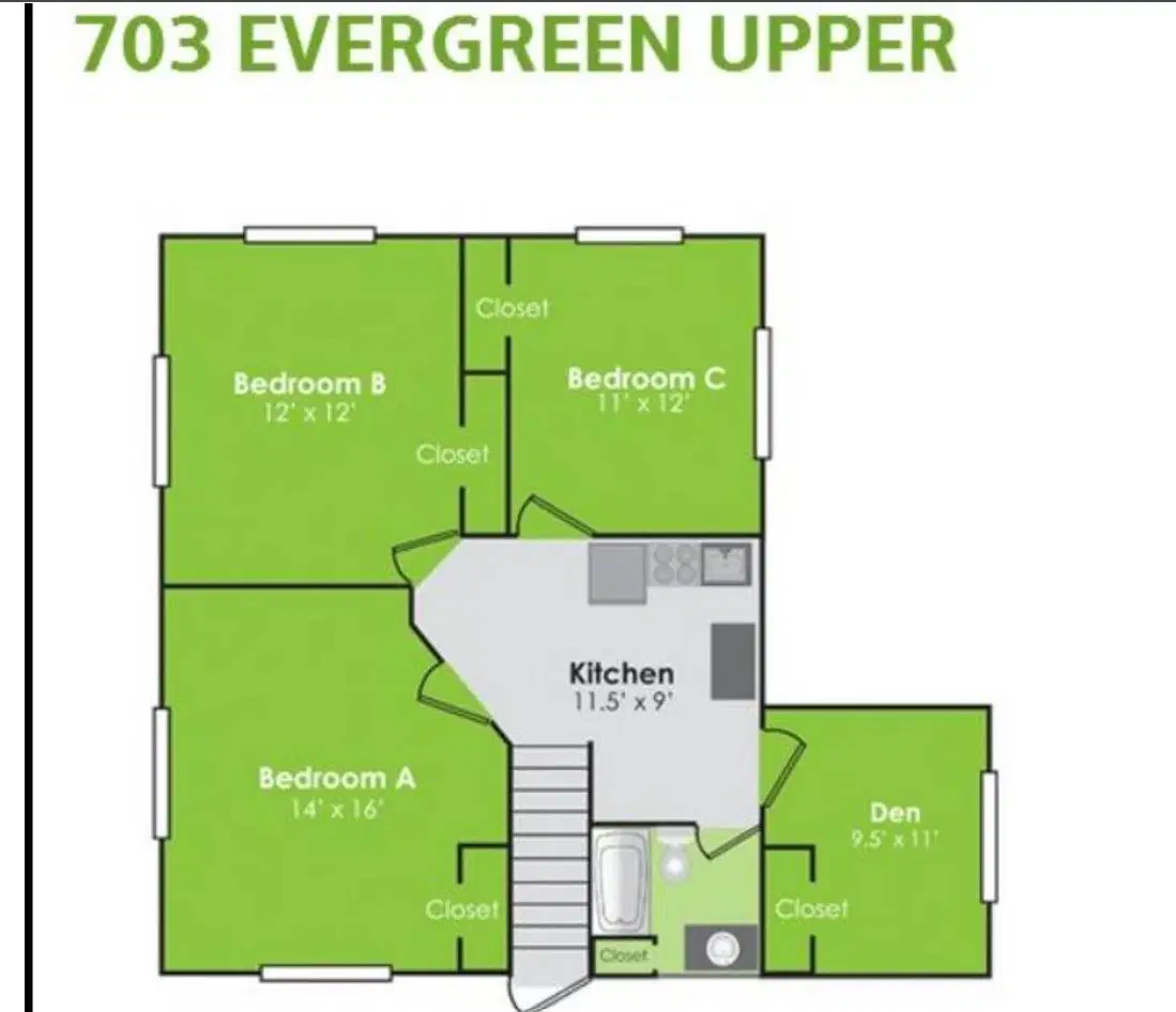 C2 Collegiate Communities, West Lafayette – 3 Bedroom 1 Bathroom