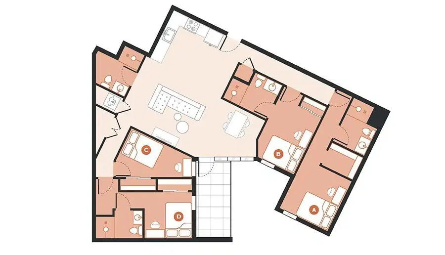 Hub on Campus Tampa, Tampa – 4 Bed 4 Bath
