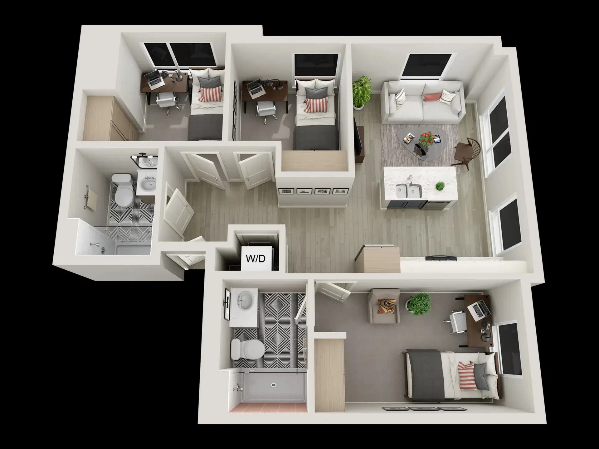 Jefferson Flats, Los Angeles – Room in a 3 Bed 2 Bath | 3 Bed 2 Bath A