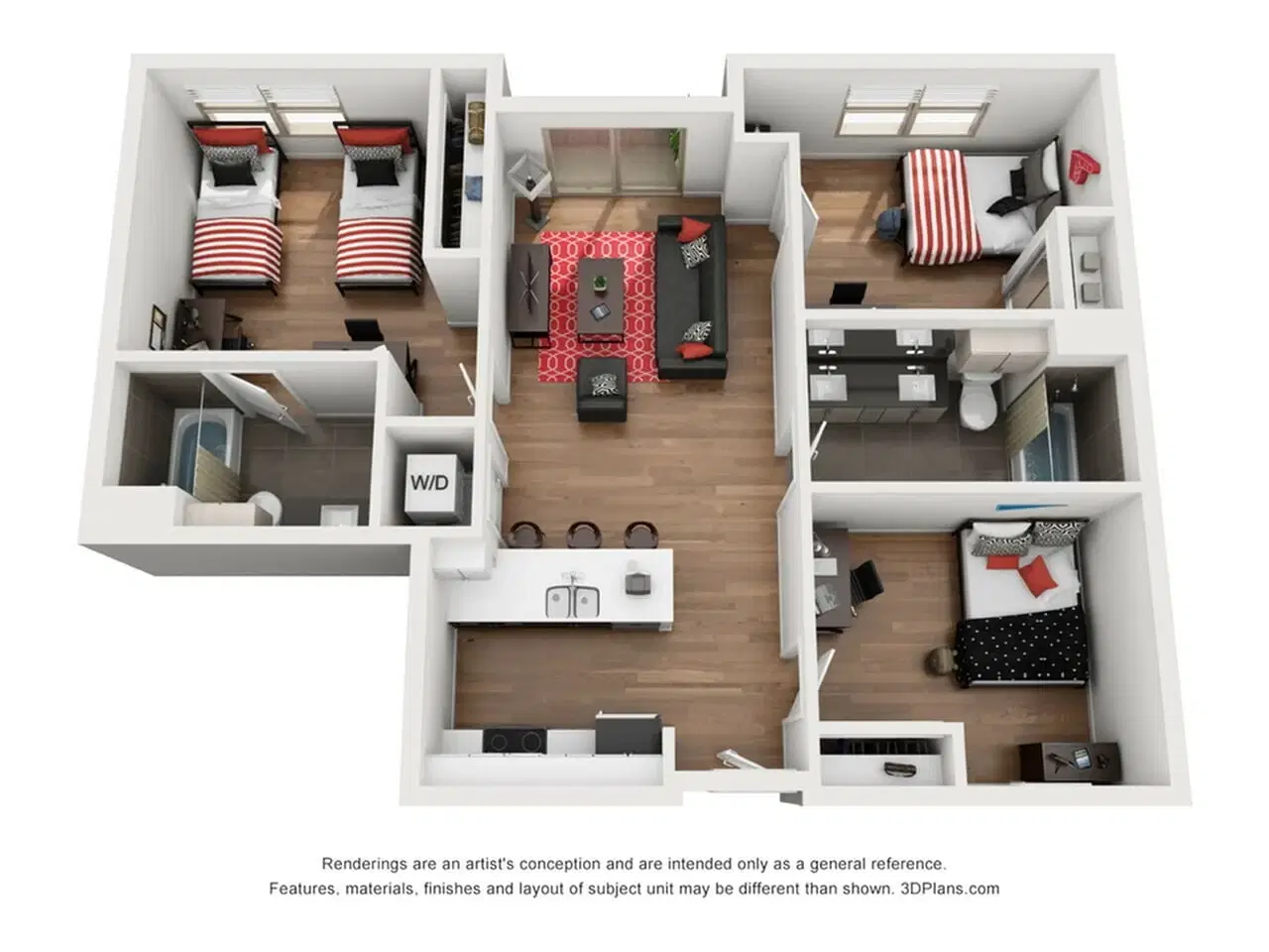 Icon Plaza, Los Angeles – Room in 3 Bedroom 2 Bathroom | C1