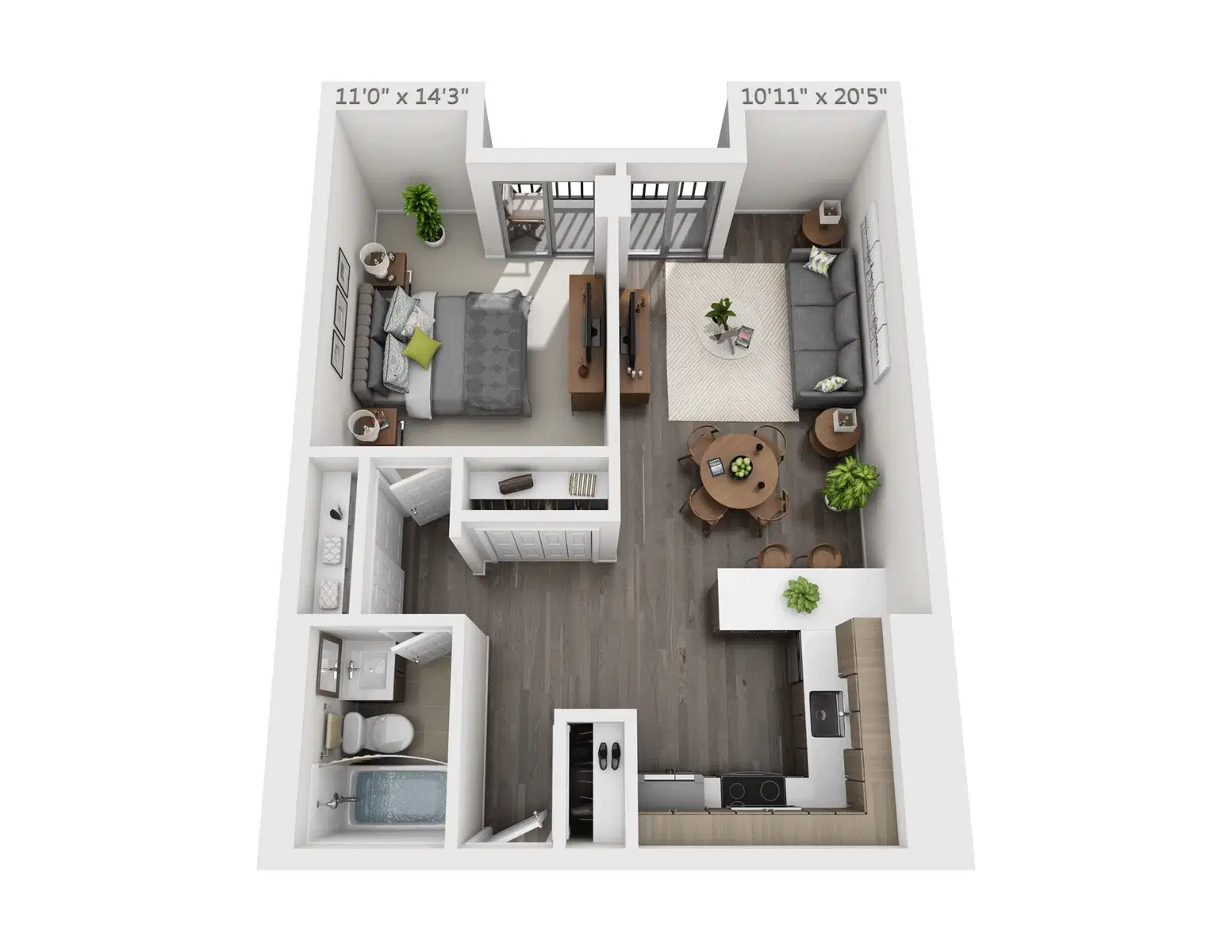 Scio At The Medical District, Chicago – One Bedroom with Balcony B2