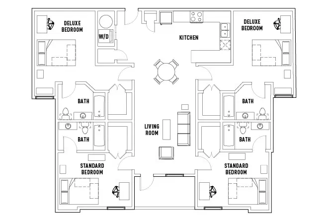 Uptown Apartments, Denton – Room in 4 Bed - 4 Bath