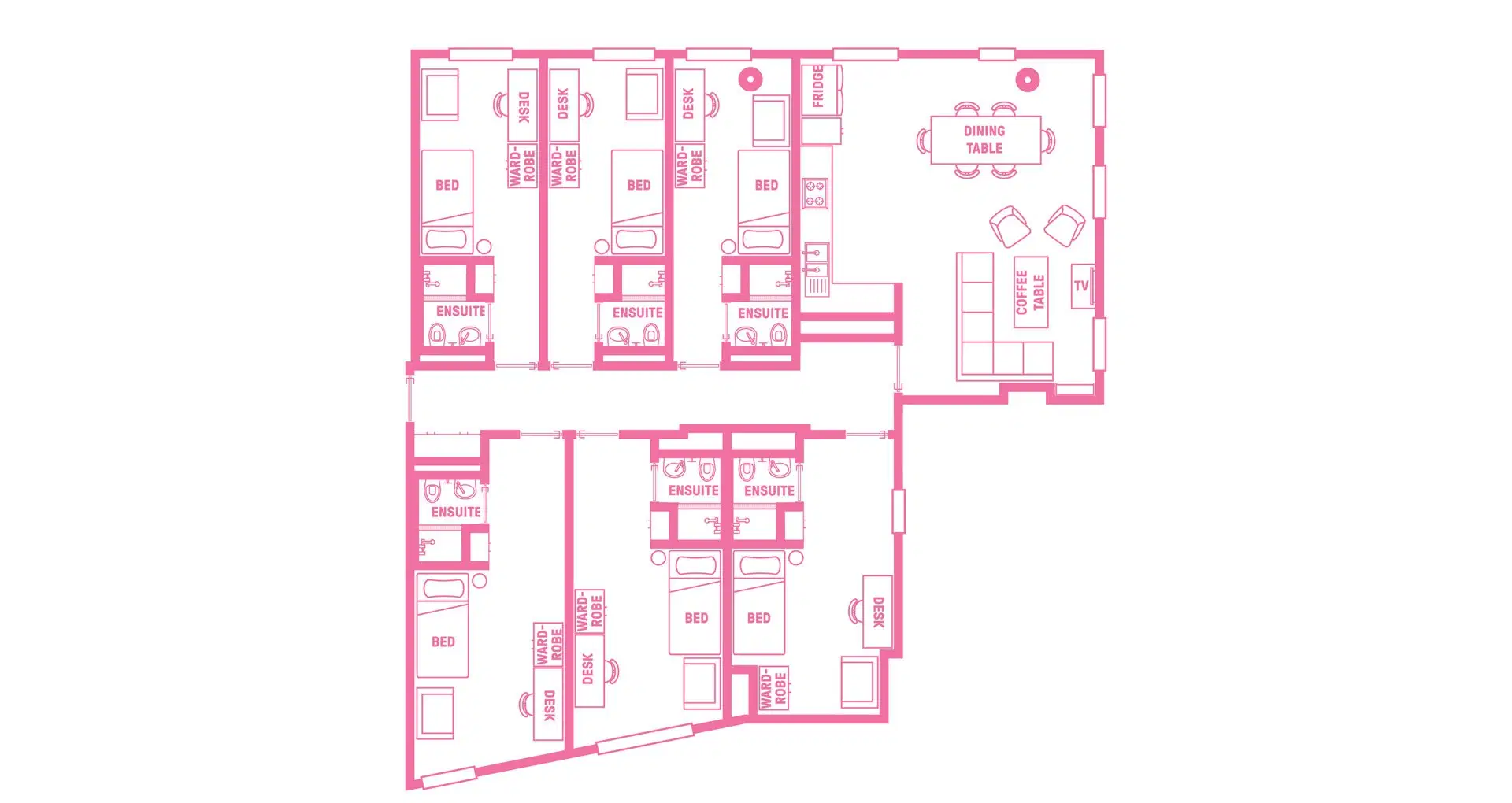 Scape Queensberry, Melbourne – 6 Bedroom Ensuite, King Single Bed