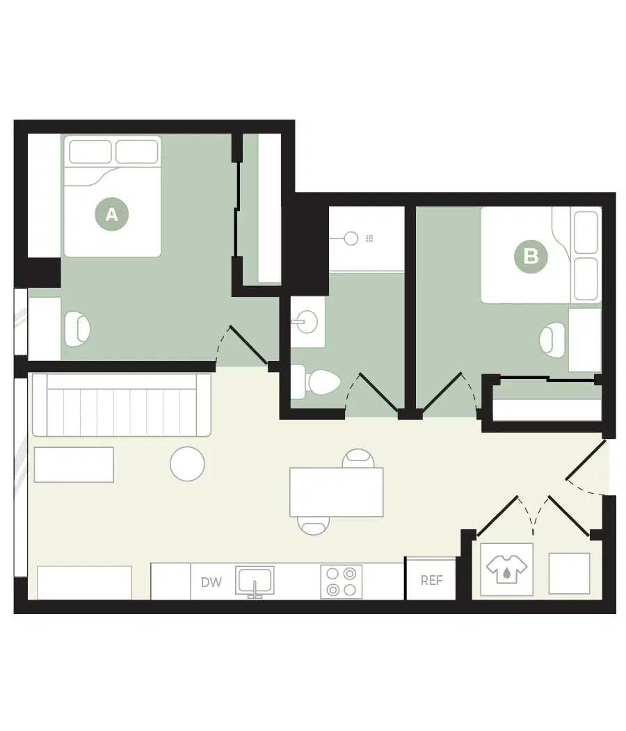 Hub College Park, College Park – 2 Bedroom 1 Bathroom