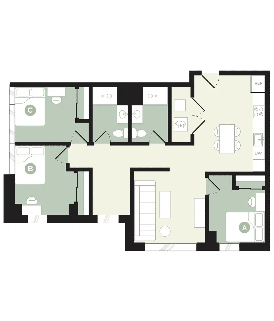 Hub College Park, College Park – 3 Bedroom 2 Bathroom