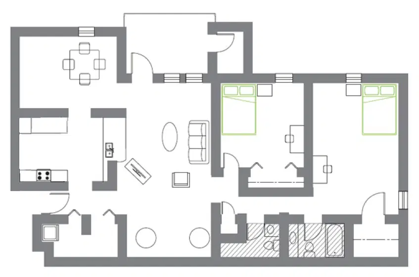 Woodland Mews, Ann Arbor – Room in 2 Bedroom 2 Bathroom | F w/brkft rm 1st flr