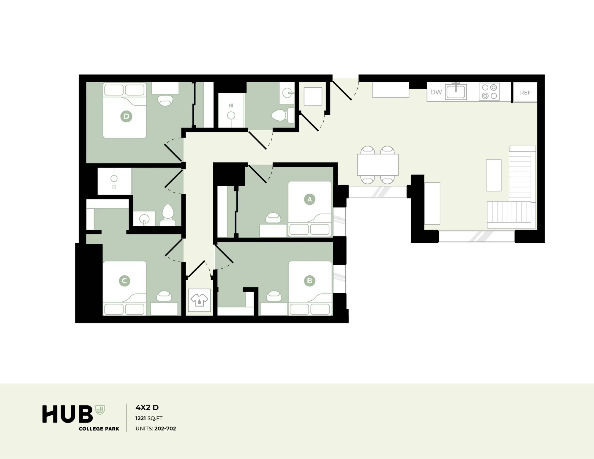 Hub College Park, College Park – 4 Bedroom 2 Bathroom