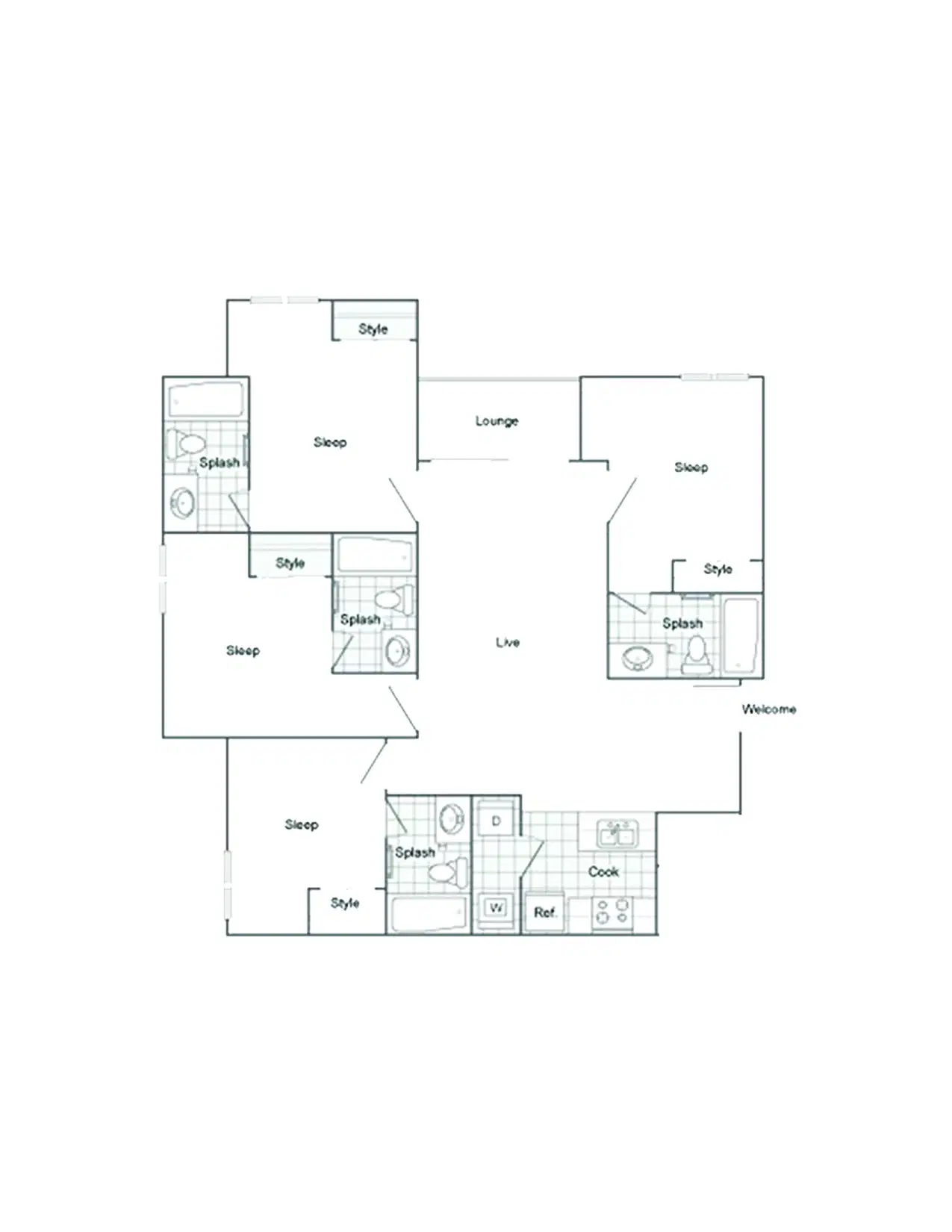 The Social, Tampa – Room in 4 Bedroom 4 Bathroom