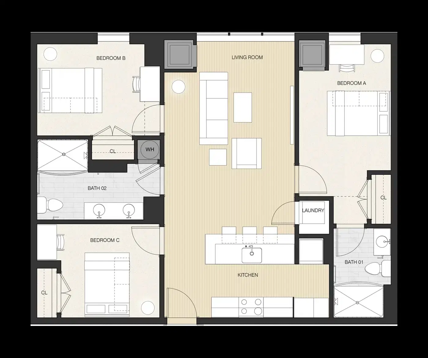The Nest at 1324 North Broad, Philadelphia – 3 Bedroom 2 Bathroom (Private)