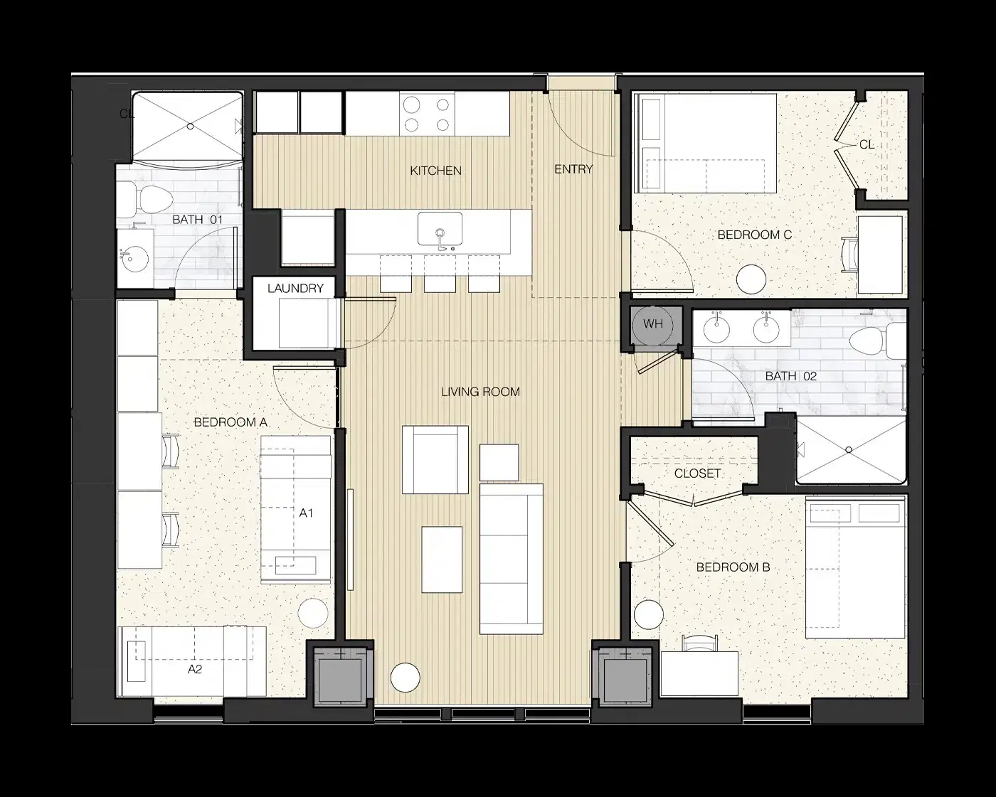 The Nest at 1324 North Broad, Philadelphia – 3 Bedroom 2 Bathroom (Shared)