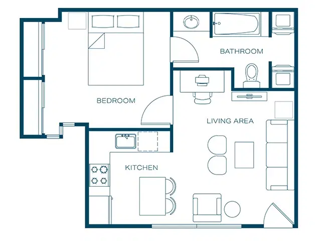 The Leonard, Denton – Ridgeview 1x1 - Furnished 1 Bedroom 1 Bathroom