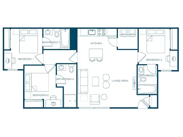 The Leonard, Denton – Meadow 3x3 - Furnished Room in 3 Bedroom 3 Bathroom