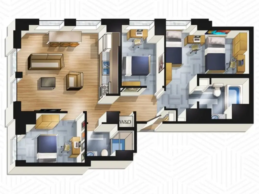 The Buckingham, Chicago – 3 Bedroom 2 Bathroom