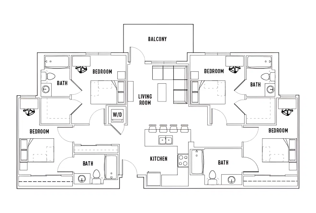 Currie Hall, Los Angeles – Room in Phase 1: 4 Bed - 4 Bath A