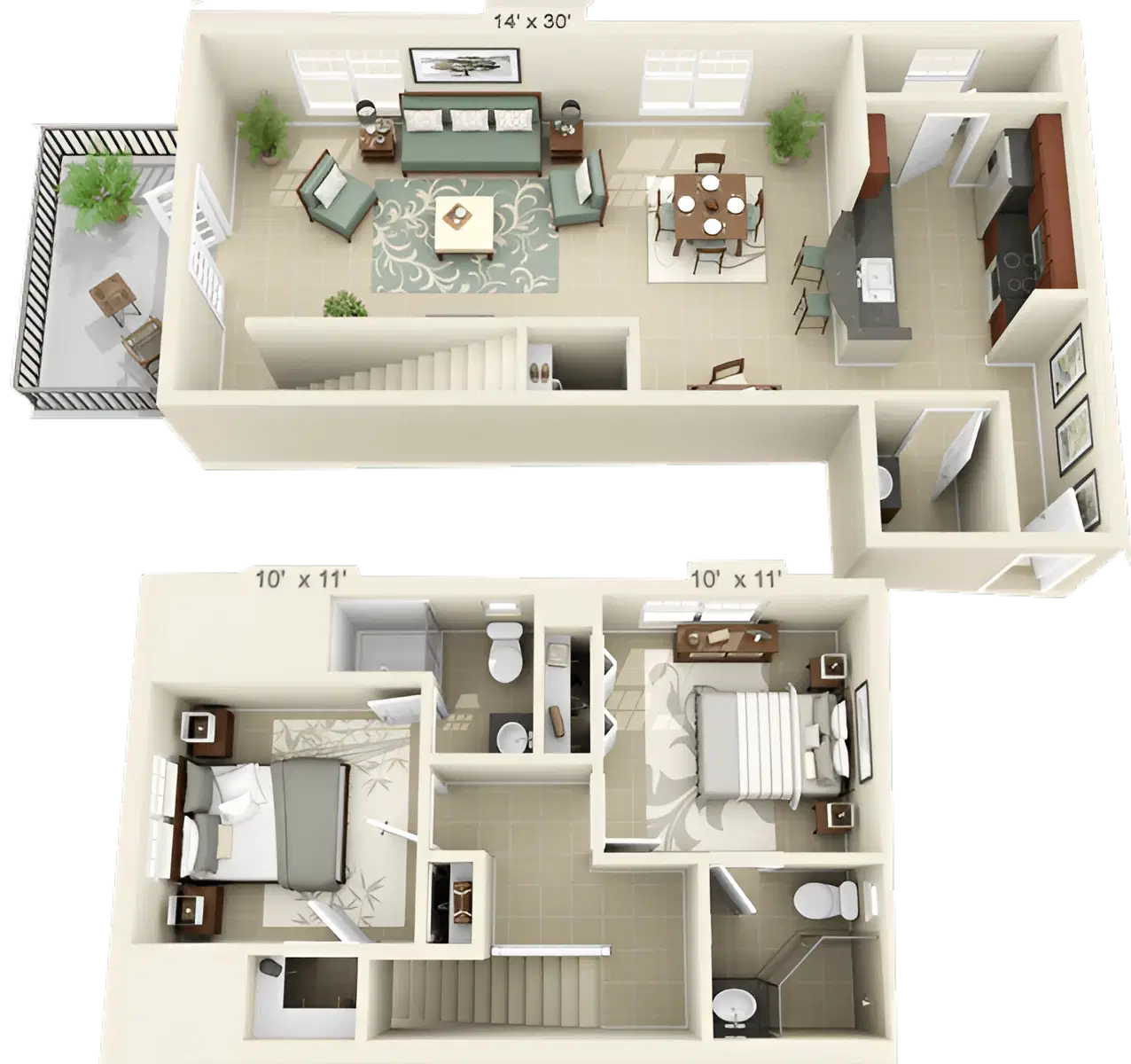Upper Westside Apartments, Gainesville – 2 Bed 2.5 Bath