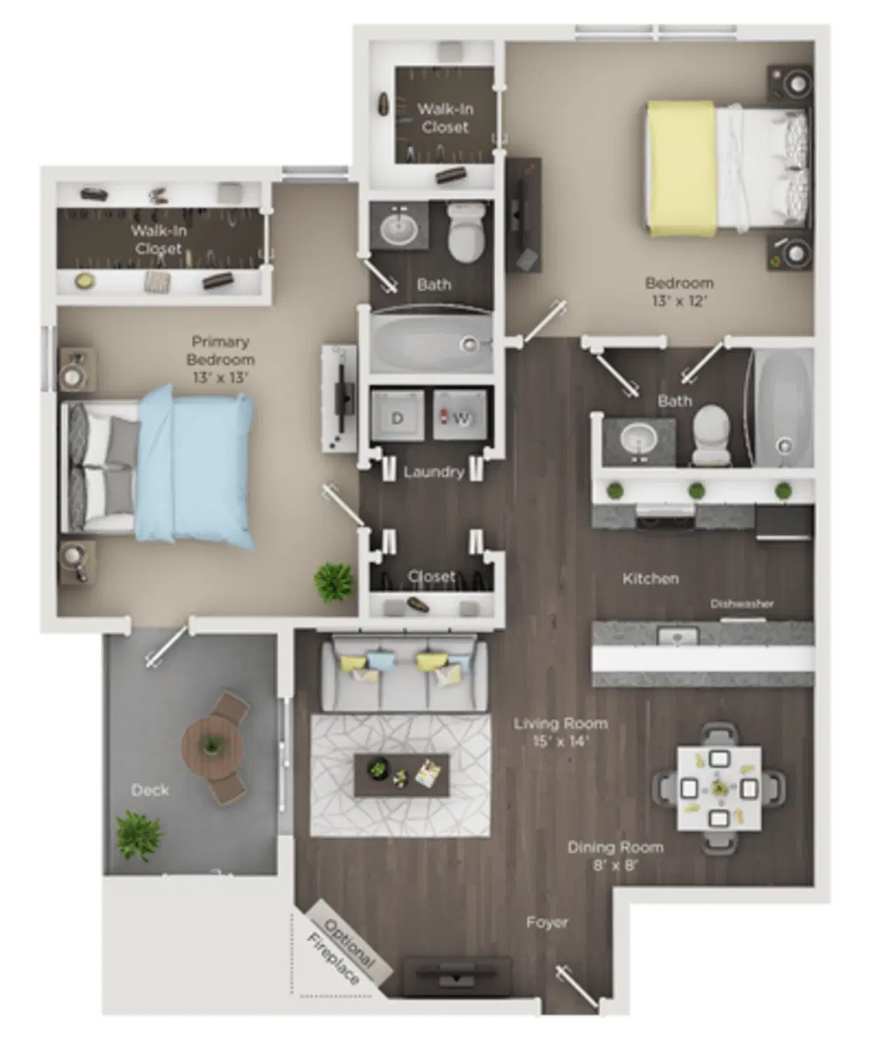 Grandview Apartments, Columbus – C1R - 2 Bed 2 Bath
