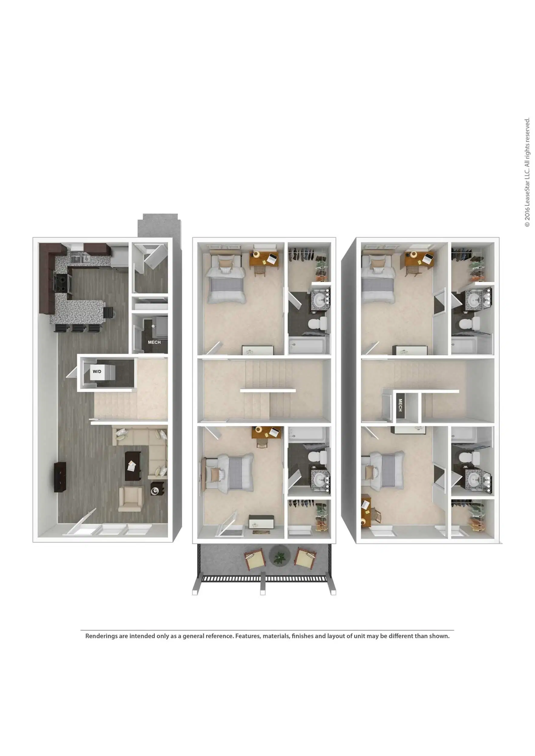 Arlington Cottages & Townhomes, Baton Rouge – Room in 4 Bedroom 4 Bathroom | 4 Townhome Upper Deck