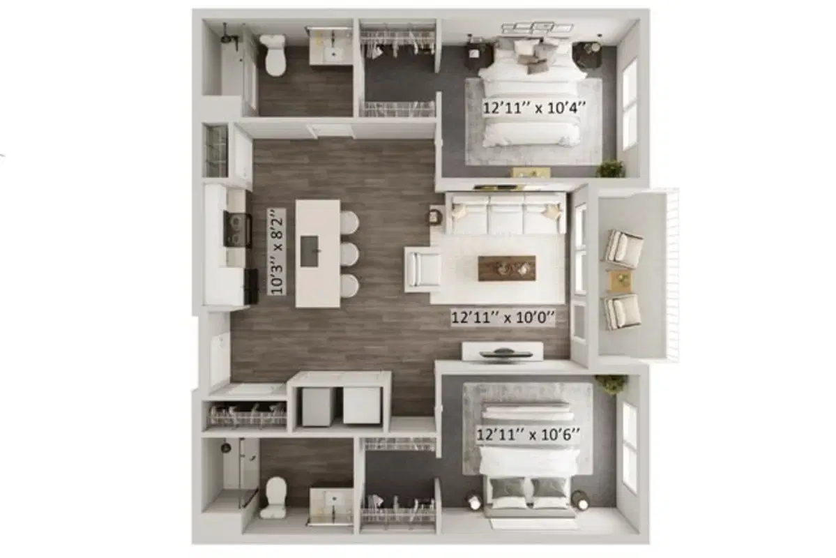 Lane Lofts, Columbus – Armstrong A - 2 Bed 2 Bath