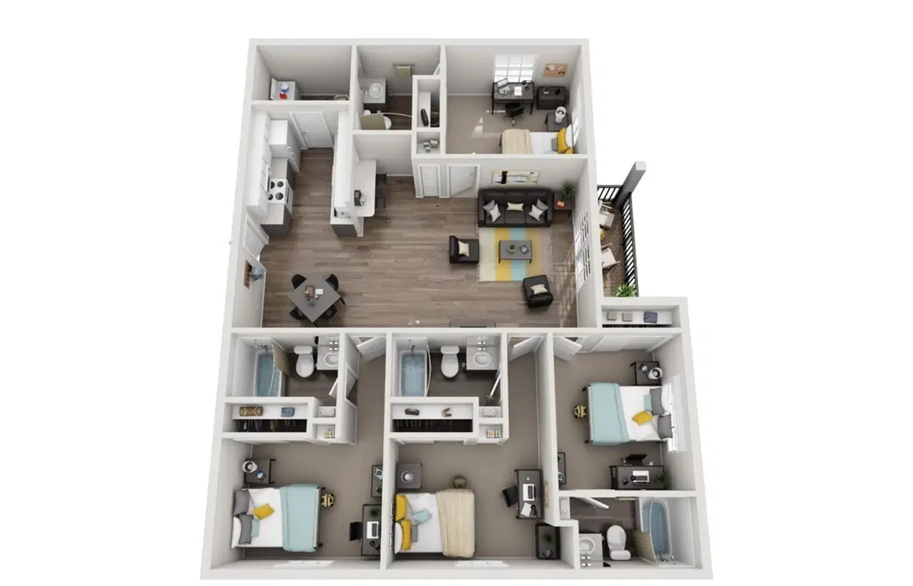 The Venetian Tallahassee, Tallahassee – Room in 4 Bedroom 4 Bathroom | 4x4 Unfurnished Flat