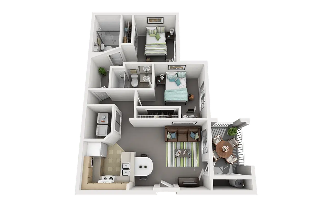 Cabana Beach, Gainesville – Private Room - Interior Platinum (2 Bed - 2 Bath)