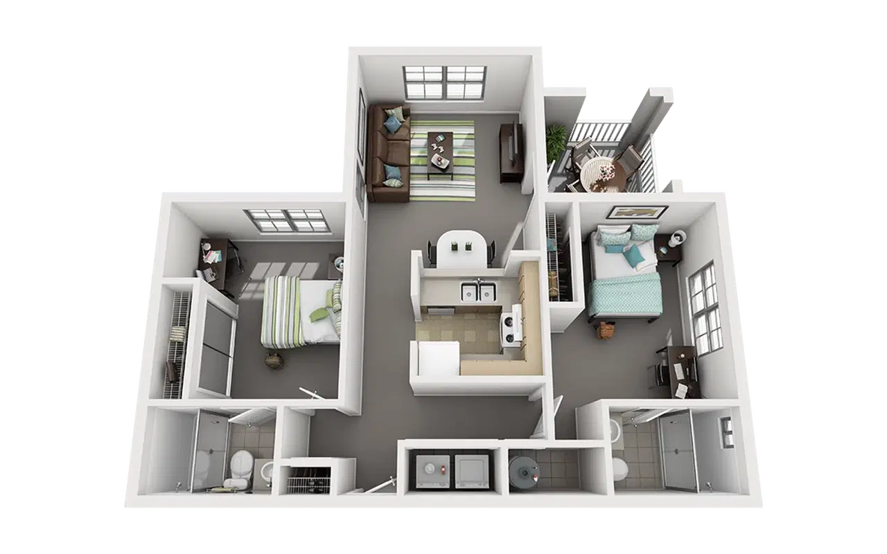 Cabana Beach, Gainesville – Private Room - Split Flooring (2 Bed - 2 Bath)
