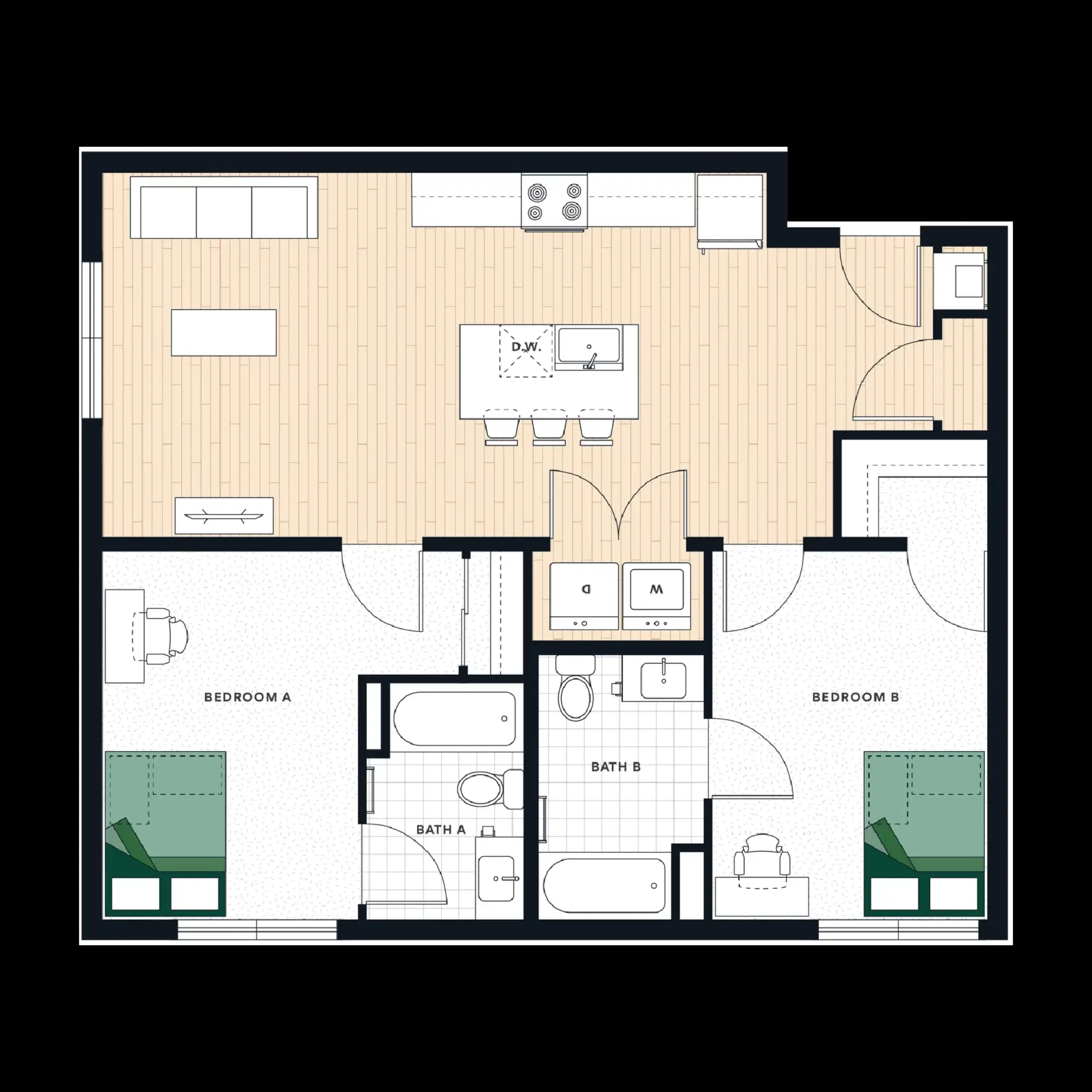 The Laurel, Syracuse – Room in 2 Bedroom 2 Bathroom | B3