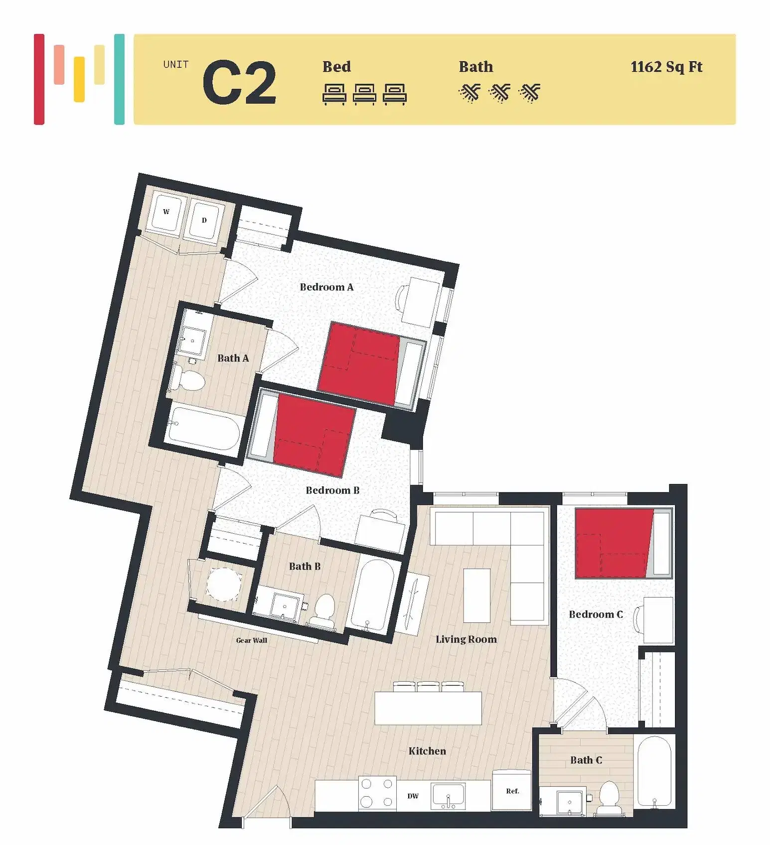 The Tempo, College Park – Room in 3 Bedroom 3 Bathroom | C2