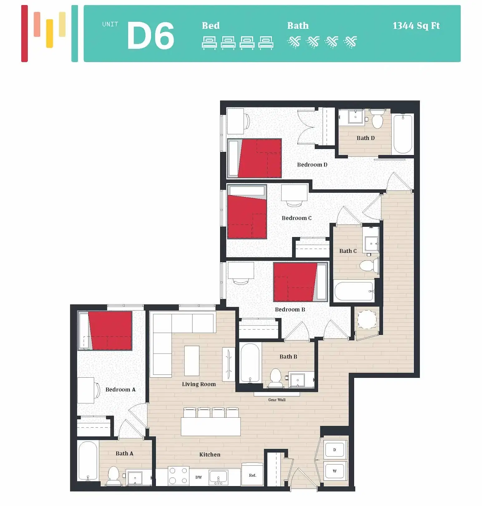 The Tempo, College Park – Room in 4 Bedroom 4 Bathroom | D6