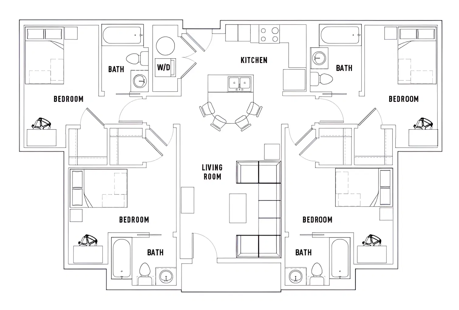 Plaza On University, Orlando – Room in 4 Bed - 4 Bath A