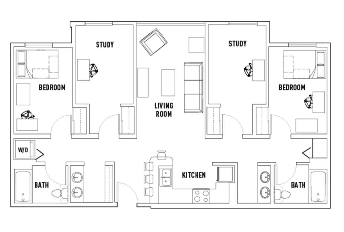 Park Point, Syracuse – Room in 2 Bed - 2 Bath with Study