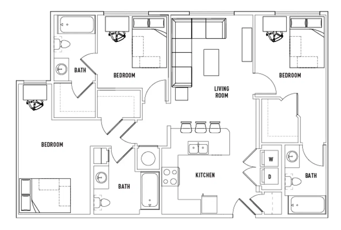 Callaway House Apartments, Norman – Room in 3 Bed - 3 Bath