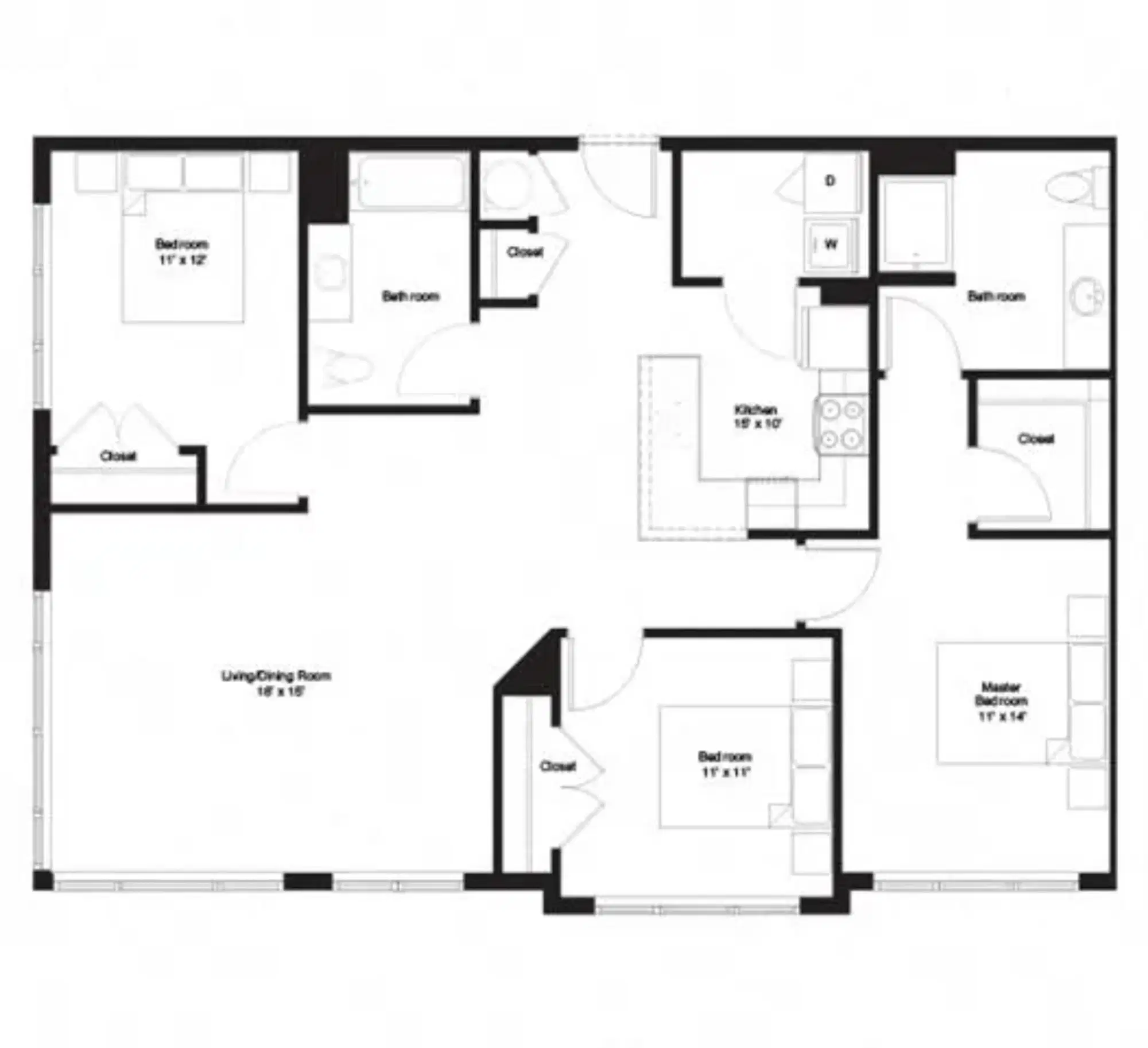 The George, Ann Arbor – 3 Bedroom 2 Bathroom