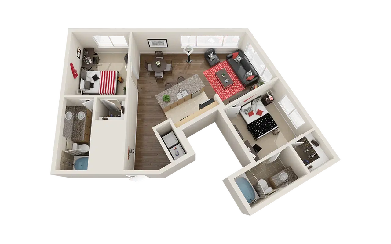 The Venue On Guadalupe, Austin – Private Room - B2 (2 Bed - 2 Bath)