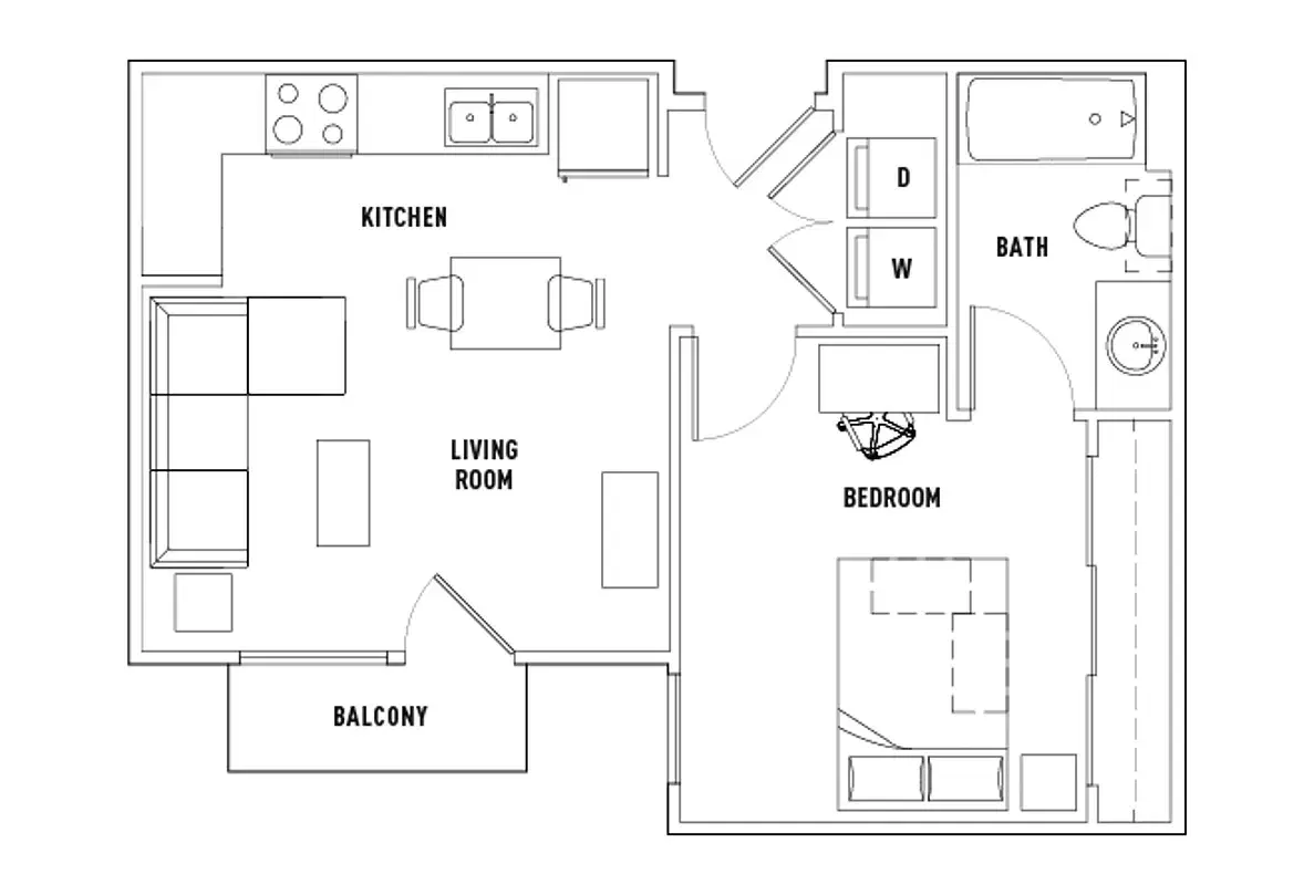 601 Copeland, Tallahassee – 1 Bed - 1 Bath B Balcony
