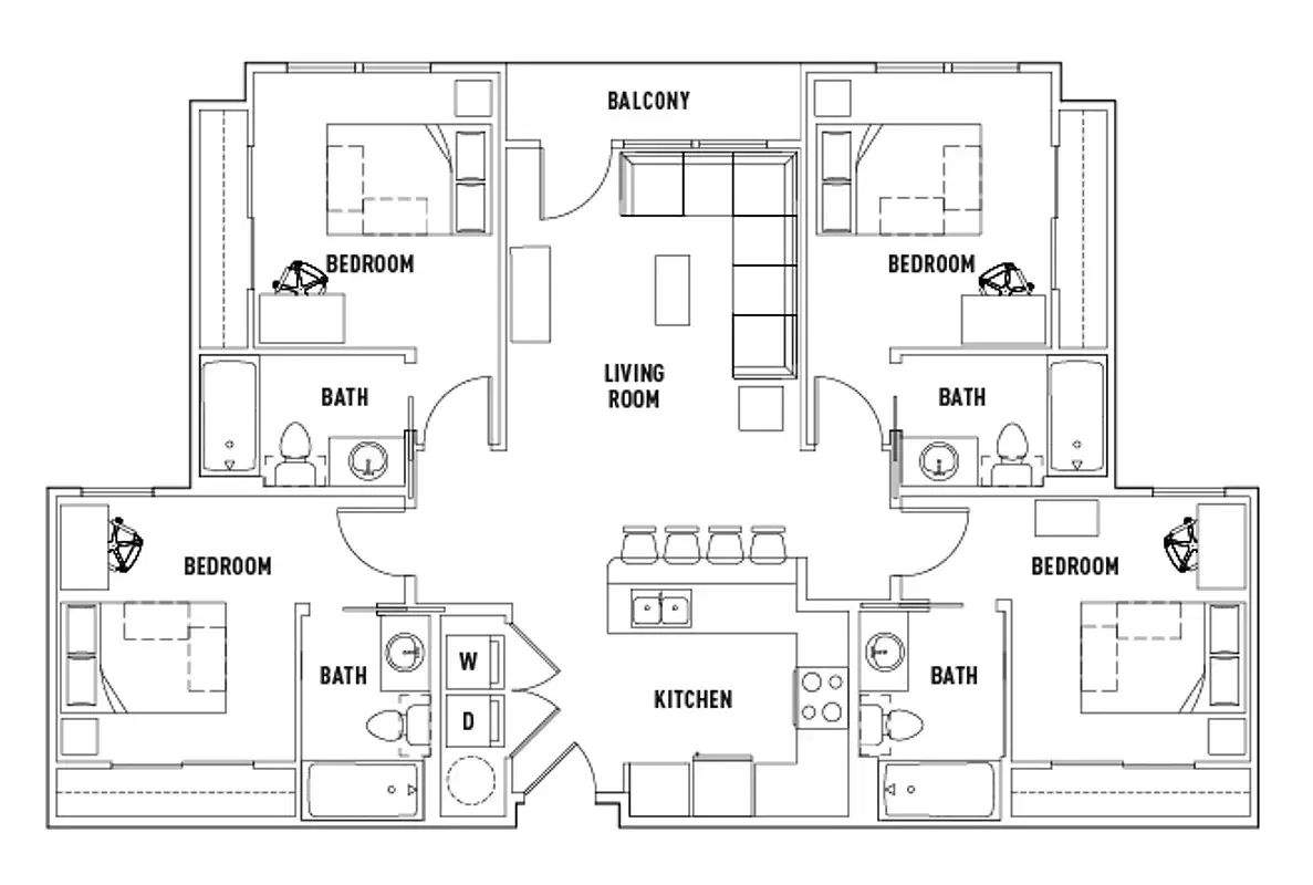 601 Copeland, Tallahassee – Room in 4 Bed - 4 Bath B