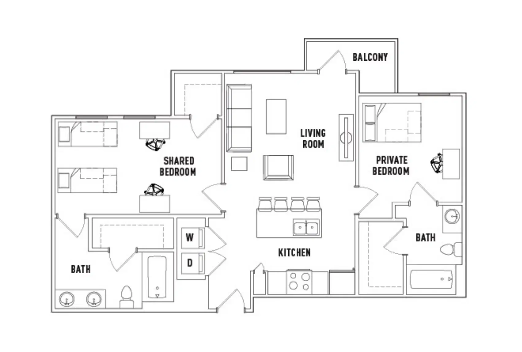 The Arlie, Arlington – Room in 2 Bed - 2 Bath C