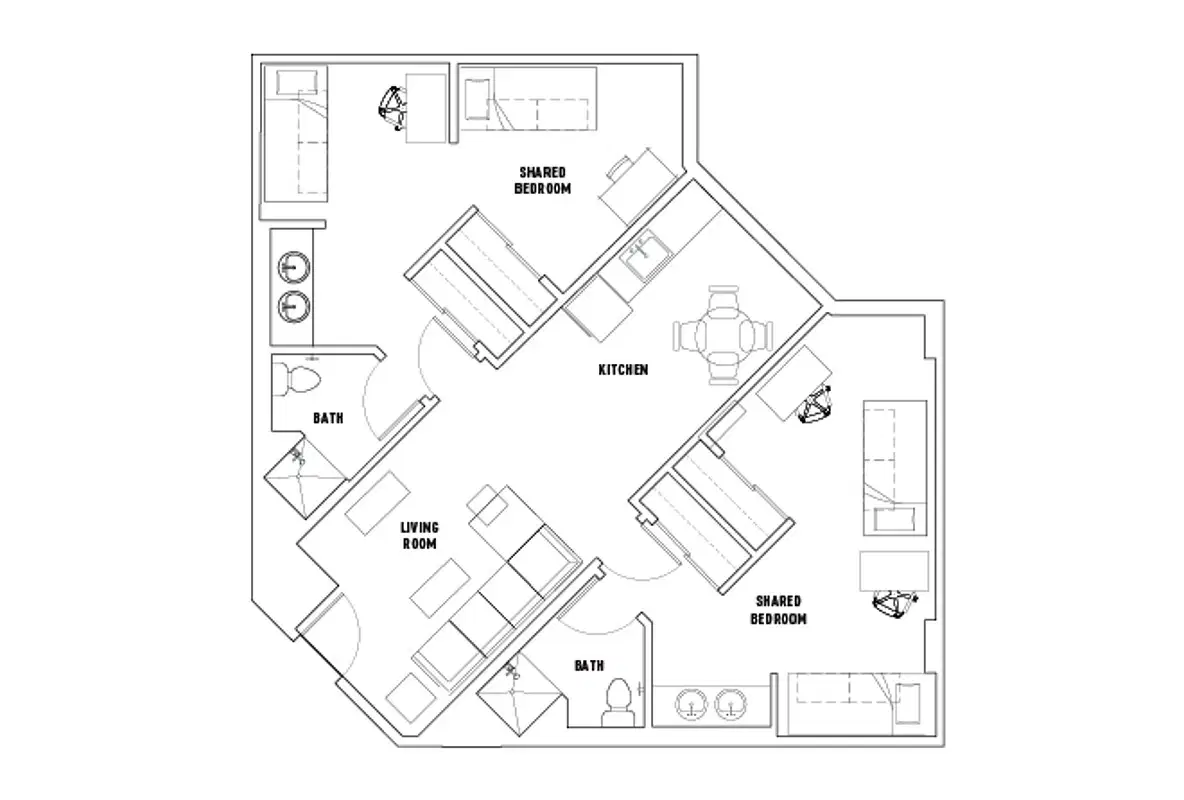 The Callaway House, Austin – Room in 2 Bed - 2 Bath Suite Double - Corner Unit