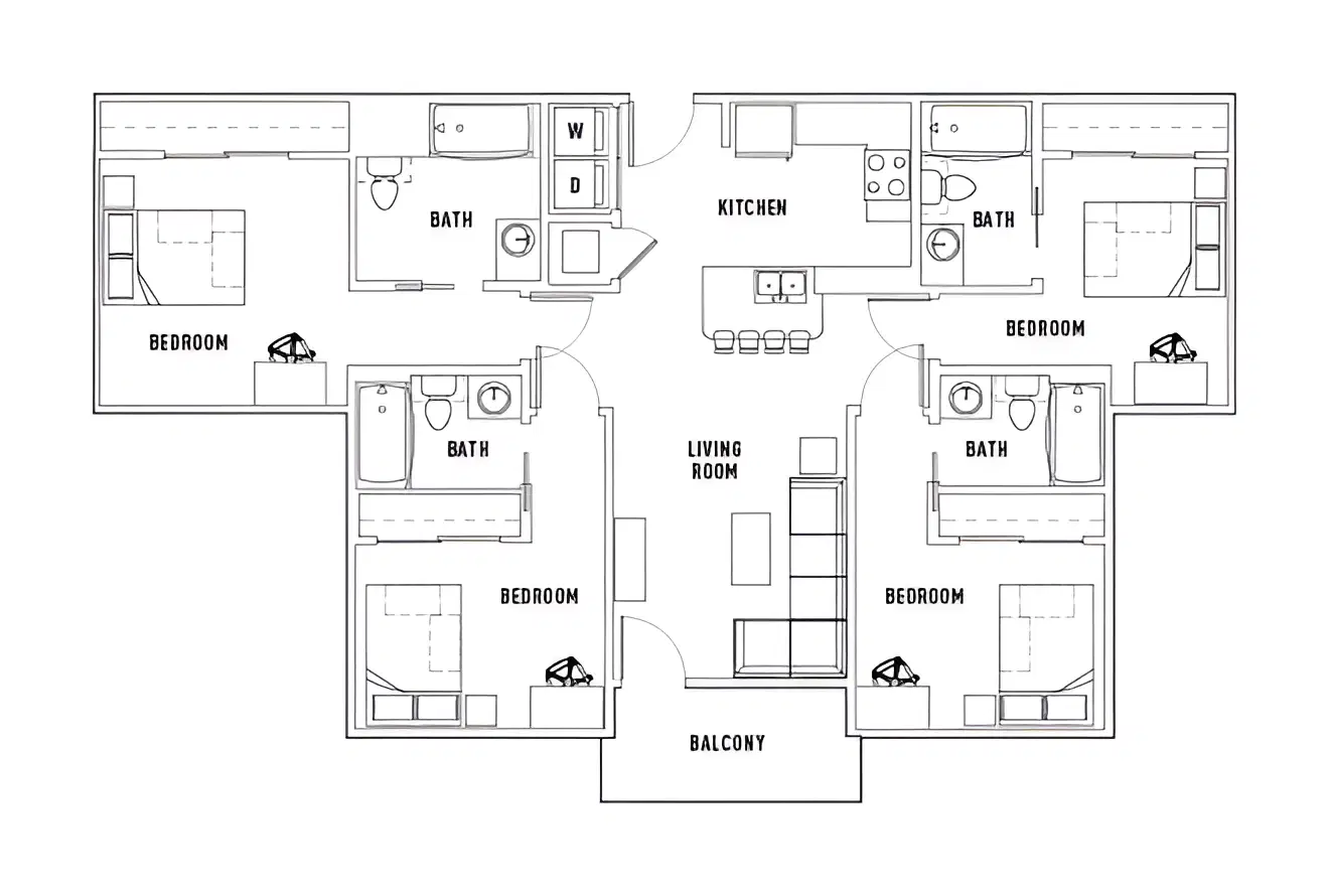 U Pointe On Speight, Waco – Room in 4 Bed - 4 Bath D