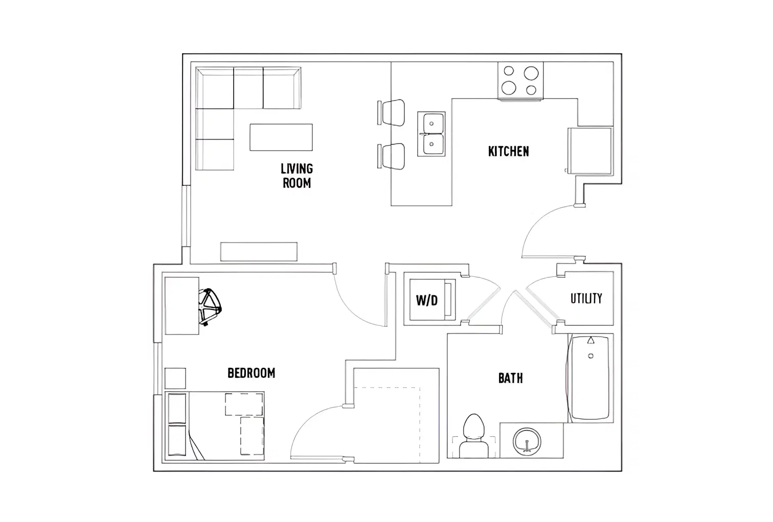 Currie Hall, Los Angeles – Phase 2: 1 Bed - 1 Bath A
