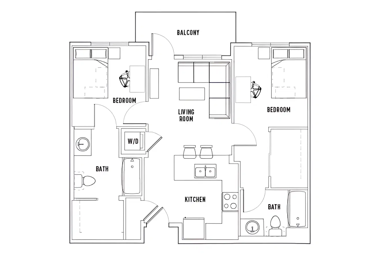 Currie Hall, Los Angeles – Room in Phase 1: 2 Bed - 2 Bath C