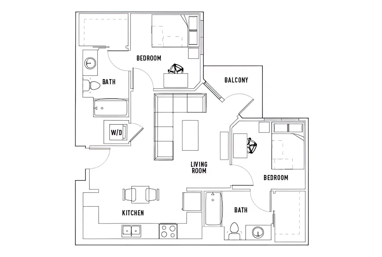 Currie Hall, Los Angeles – Room in Phase 1: 2 Bed - 2 Bath B