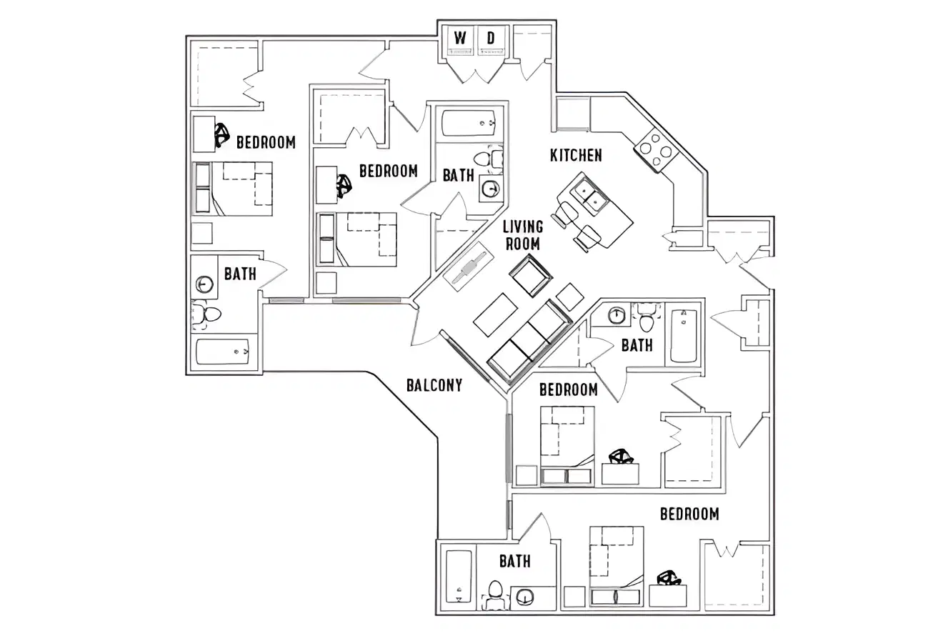 25 Twenty, Lubbock – Room in 4 Bed - 4 Bath B