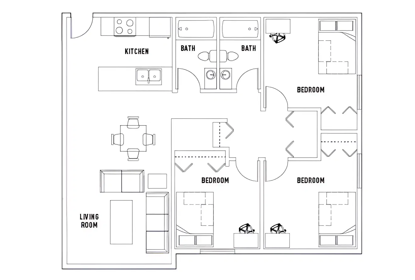 University Village, Tallahassee – Room in Pavilion: 3 Bed - 2 Bath