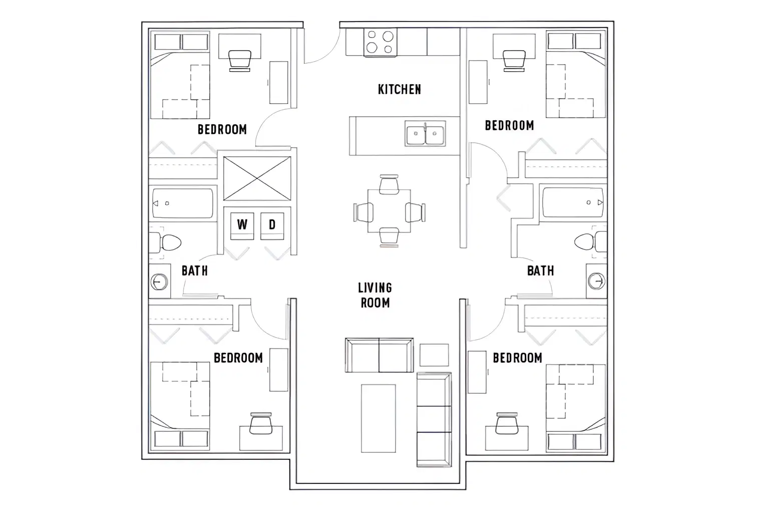 University Village, Tallahassee – Room in Village: 4 Bed - 2 Bath